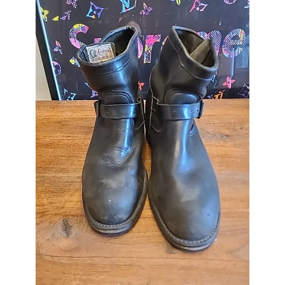 Vintage CHIPPEWA Steel-Toe Engineer Boots with Vibram Soles, Size 8D - Picture 2 of 16